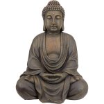 Bouddha mditatif du grand temple statue de jardin, moyen 66 cm, polyrsine, pierre grise, marron