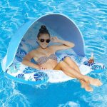 Boue de piscine avec auvent et porte - gobelet - chaise longue de piscine xl avec pare - soleil rglable, ...