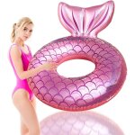 Bou�e piscine gonflable, 90cm bou�e de natation sir�ne, anneau de natation gonflable adulte rose queue ...