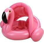 Boue de piscine gonflable avec auvent, motif flamant rose, pour bbs et tout - petits
