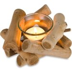 Bougeoirs en bois pour bougies chauffe - plat lot de 2, decorative bougeoir rustiques avec verre chandeliers ...