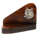 Bougeoir en bois avec chien, photophore, mmorial pour chien, malamute d'alaska, par art - dog