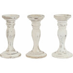Jamais utilis] bougeoir candlabre t361, romantique, 3 parties, style shabby, hauteur 24cm, blanc