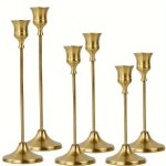 [jamais utilis�] bougeoir chandelier dor� m�tal - 1 lot / 6 bougeoirs d�coratifs pour bougies coniques ...