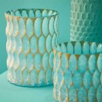 Bougeoir cristal bleu verre 12x12x15cm