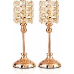Bougeoirs en cristal d'or 2 pcs tea light cylindre en mtal chandelier luxueux 35, 5 cm de hauteur bougeoir ...