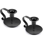 Bougeoirs d�tenteur, chandelier vintage en fer forge avec poign�e pour d�ner table 12x12x8cm 2pcs noir ...