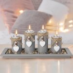 Bougeoir ensemble de 4 pices palette en bois gris, chandelier photophore decoration centre de table ...