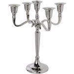 Bougeoir chandelier 5 t�tes en m�tal argent h 27 cm - atmosphera