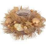 Bougeoir de no�l centre de table d�co dor� paillet� - feeric christmas