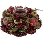 Bougeoir de nol centre de table dco pomme rouge paillet - feeric christmas