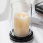 Bougeoir support pour bougies piliers, chandelier en verre transparent lanterne avec bougeoir en m�tal, ...