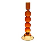 Bougeoir verre ambre orange 8x8x24cm Bougeoir verre ambre orange 8x8x24cm