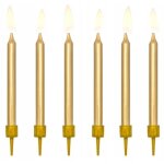 Bougies d'anniversaire lisses, dor�es (1 paquet / 6 pi�ces)