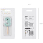 Bougie d'anniversaire num�ro 3, bleu clair, 5, 5 cm