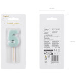 Bougie d'anniversaire num�ro 5, bleu clair, 5, 5 cm