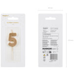 Bougie d'anniversaire num�ro 5, dor�e, 5, 5 cm