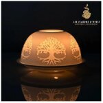 Bougie (hors anniversaire) - photophore blanc en c�ramique - arbre de vie - - aucune