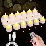 Bougie chauffe plat led rechargeable avec station de charge, lot de 12 bougie led rechargeable bougie ...