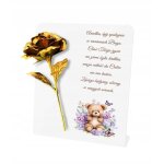 Bougie �ternelle blanche, statuette de rose dor�e pour la tombe, 22 cm, toussaint