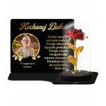 Bougie �ternelle avec rose led sous verre xl pour cimeti�re avec votre photo premium