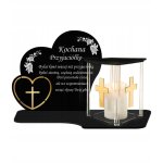 Bougie �ternelle premium xl en forme de c?ur avec croix dor�e, lanterne led pour cimeti�re