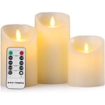 Bougies � led lot de 3 bougies led sans flamme � piles en cire v�ritable avec m�che mobile et t�l�commande ...