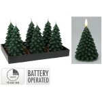 Bougie led effet flamme en forme de sapin, vert fonc�, 19 cm. basics