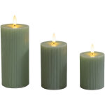 Bougies led relaxdays, lot de 3, 3 tailles, flamme vacillante, cire v�ritable, rainur�es, sans flamme, ...