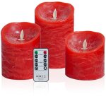 Bougies led rouges � flamme vacillante bougie �lectrique � piles en cire v�ritable avec flamme mobile ...