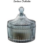 Bougie parfum�e, verre boh�me, orchid�e verte