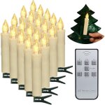 Bougies de sapin de nol, 20 pices bougies d led bougies coniques  piles sans flamme avec minuterie ...