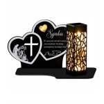 Bougie solaire led personnalis�e xl premium 19 cm avec deux c?urs et d�coration dor�e