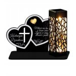 Bougie solaire led xl premium cadeau de tombe deux c?urs jour de la toussaint