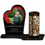 Bougie solaire xl (21 cm) avec photos de roses pour le cimeti�re de la toussaint