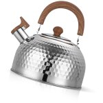 Bouilloire en acier inoxydable avec sifflet, grande capacit�, fond plat, compatible avec les plaques ...