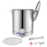 Bouilloire de brassage en acier inoxydable de 16 gallons, fond triple épaisseur, pot de brassage de bière, ... Bouilloire de brassage en acier inoxydable de 16 gallons, fond triple épaisseur, pot de brassage de bière, ...