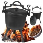 Bouilloire en fonte maille sur pied, pour feu de camp, grill, 16 l