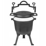 Bouilloire en fonte émaillée sur pied, pour feu de camp, grill, 8 l Bouilloire en fonte émaillée sur pied, pour feu de camp, grill, 8 l
