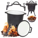 Bouilloire en fonte maille sur pied, pour feu de camp, grill, 8 l