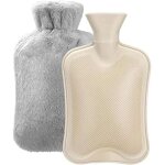 Bouillotte en caoutchouc remplie d'eau, bouillotte chauffe - mains en peluche, sac de compresse chaude ...