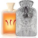 Bouillotte eau chaude, 2l bouteille d'eau chaude, housse en peluche double, bouillotte regles douloureuses ...