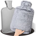 Bouillotte eau chaude, 2l grande bouillotte moelleuse, bouillottes avec poche kangourou, bouillotte chaude ...