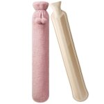 Bouillotte eau chaude longue, bouillotte avec housse en peluche, bouillotte fourrure 2 litres, aspect ...