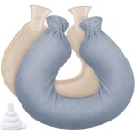 Bouillotte en forme de u avec housse souple, cou et �paules, bouillotte de 1, 4 l avec housse en polaire ...