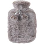 Bouilloire douce et chaude fourrure grise � pompons