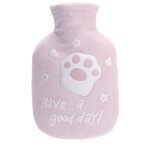 Bouillotte avec housse en velours doux - motif de chat - 350 ml couleur rose Bouillotte avec housse en velours doux - motif de chat - 350 ml couleur rose