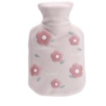 Bouillotte avec housse en velours doux - motif de fleurs - 350 ml
