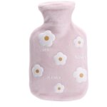 Bouillotte avec housse en velours doux - motif de fleurs - 350 ml couleur rose Bouillotte avec housse en velours doux - motif de fleurs - 350 ml couleur rose