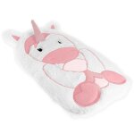 Bouillotte licorne en fourrure rose et blanche pour enfant Bouillotte licorne en fourrure rose et blanche pour enfant